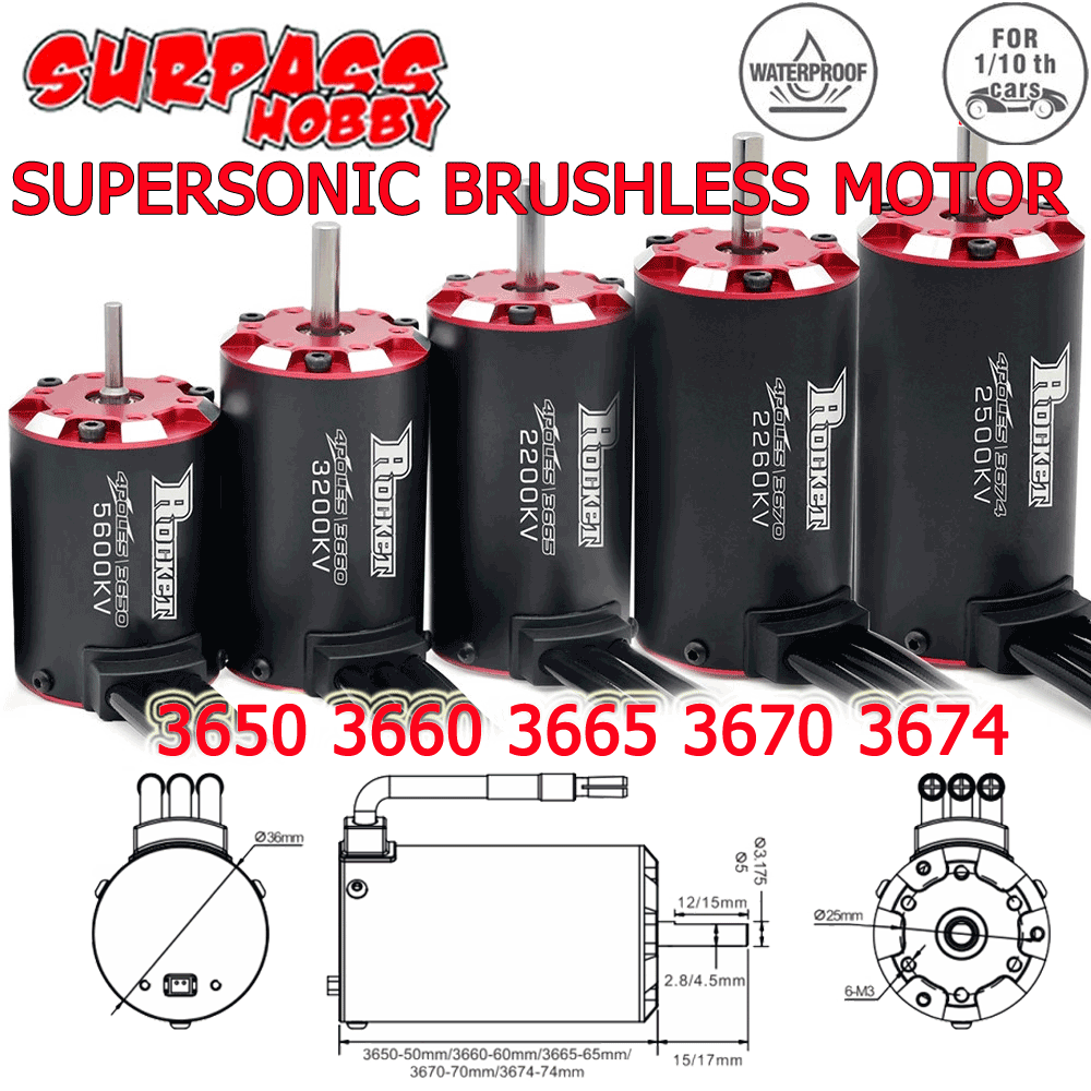 Brushless Motor 3650 - SURPASSHOBBY Rocket-RC Supersonic V2 Brushless Motor