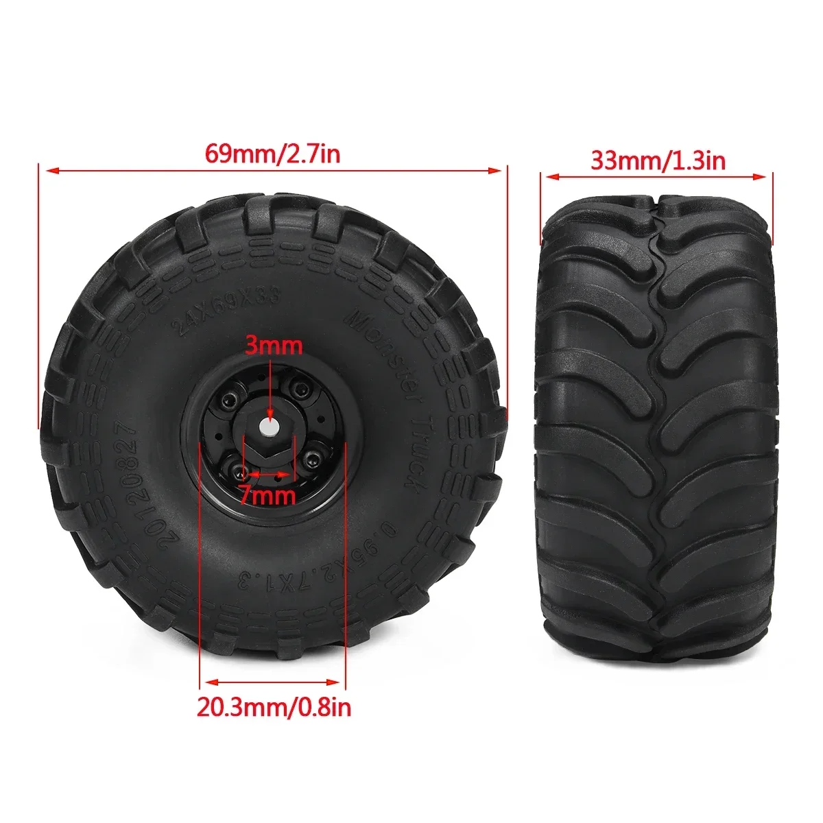 4pcs Monster Truck Tires with  - Rc Truck Monster ulasan dan harga