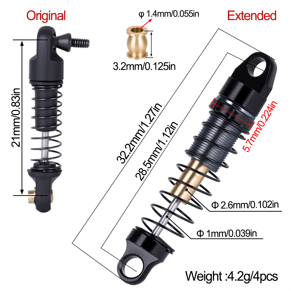 4Pcs Aluminum Shock Absorber 2 - Shock Absorber Rc ulasan dan harga