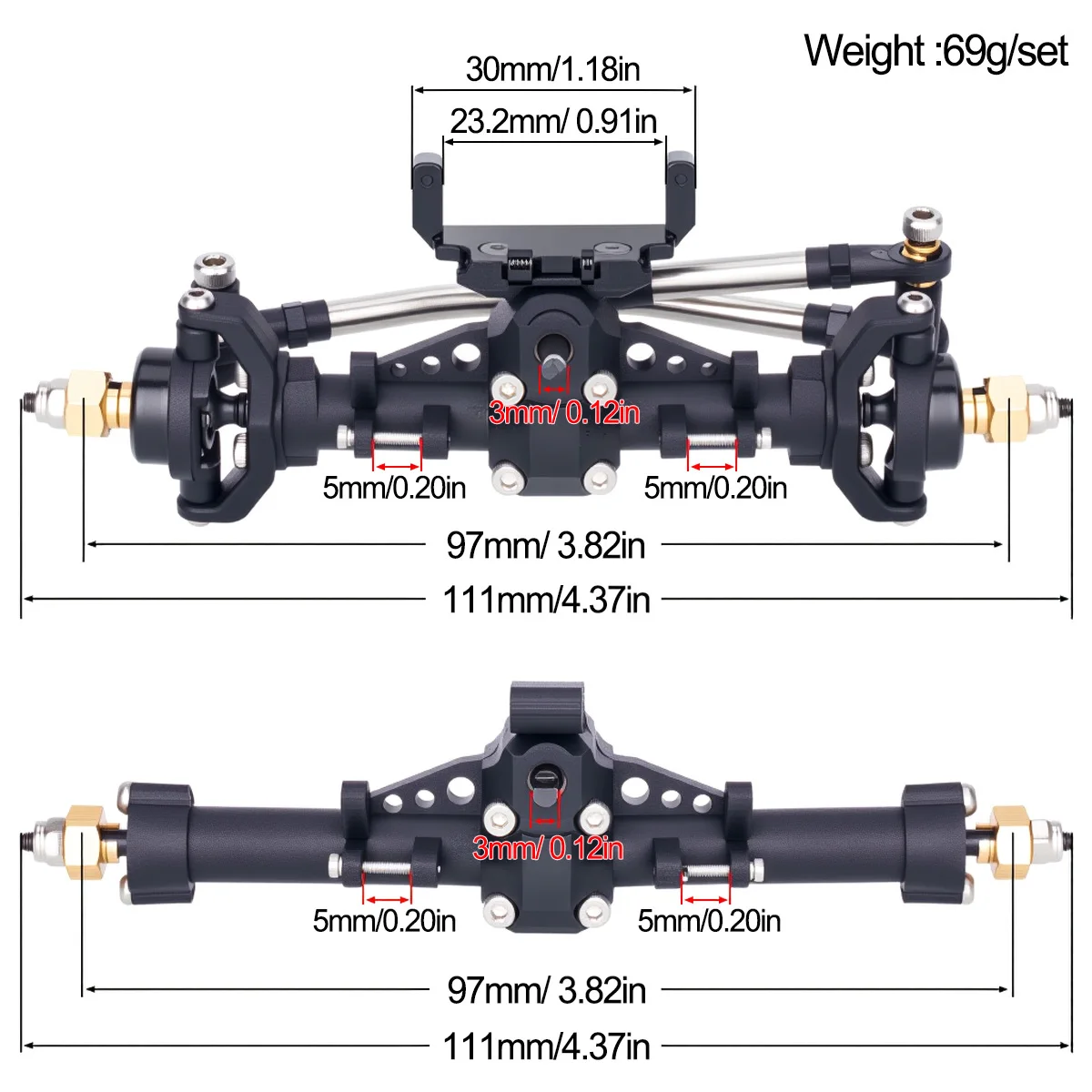 Plastic SCX24 Front Rear Axle  - Rc Hobby Factory ulasan dan harga