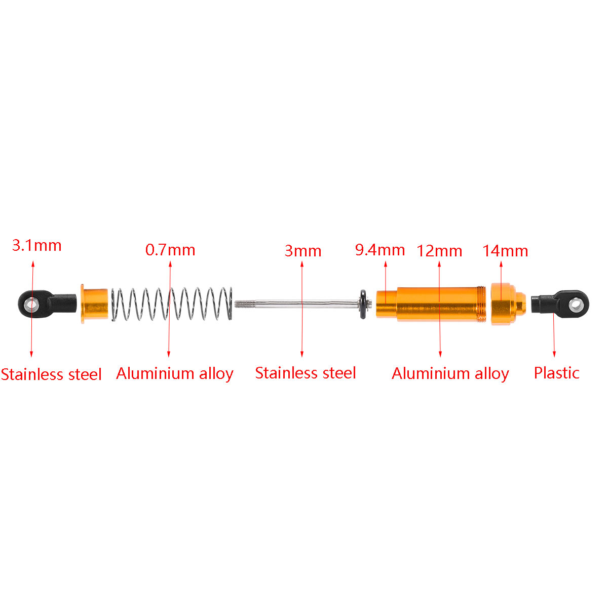 75mm-115mm Big Bore Shocks wit - Shock Absorber Rc ulasan dan harga
